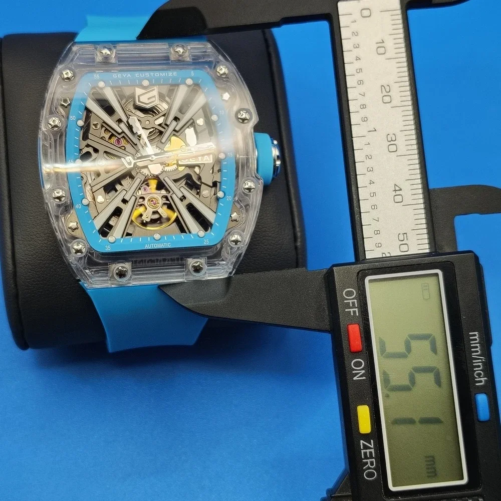 2026 Geya G78190 Crystal Shell Series 55mm Mens Automatic Watch Full Box Set